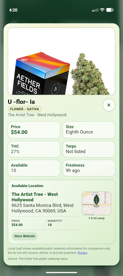 Local Leaf product detail screen
